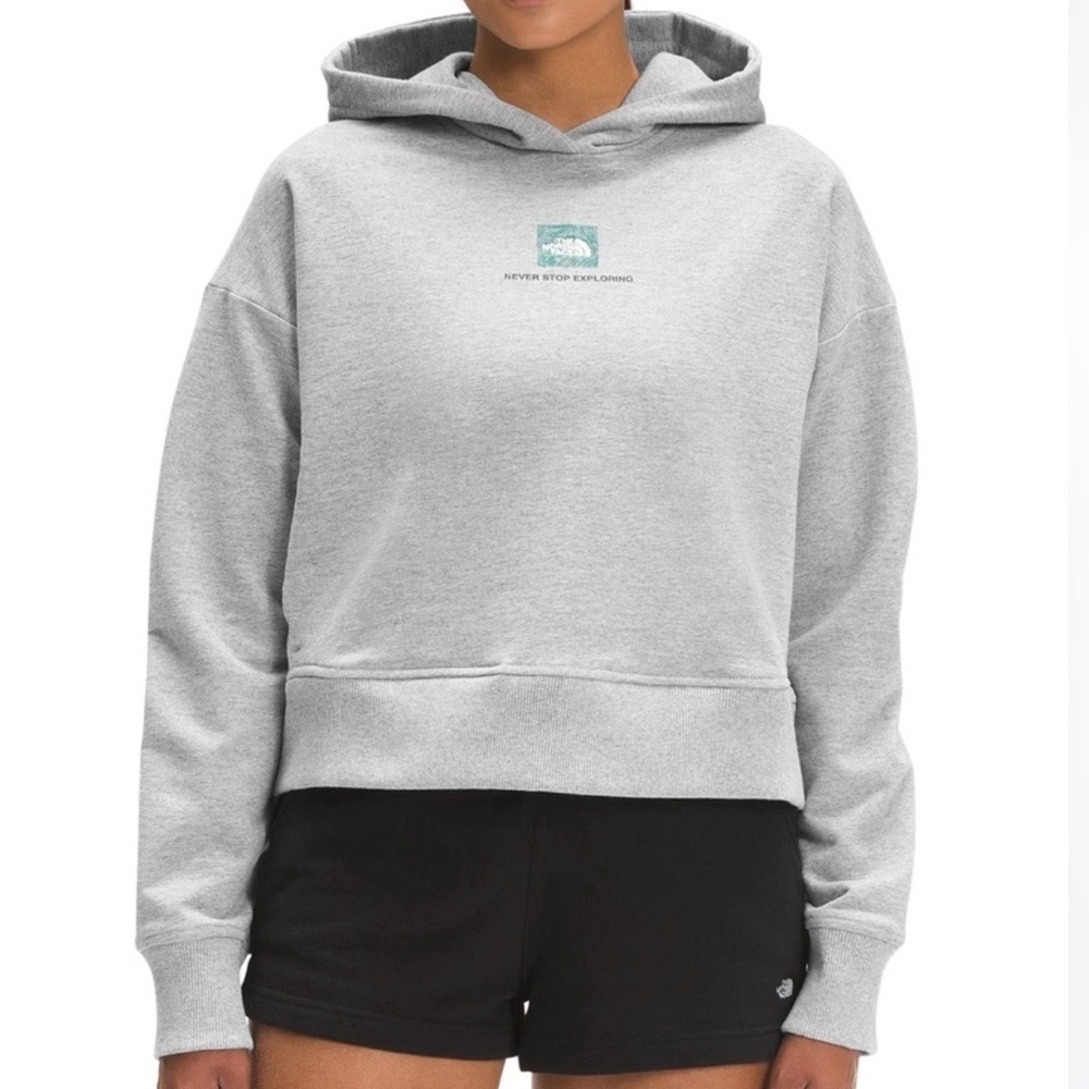 The North Face logo play hoodie sweatshirt women xxl gray cropped